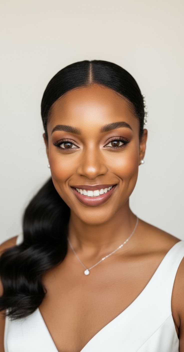 After Side Pony Wedding Hair